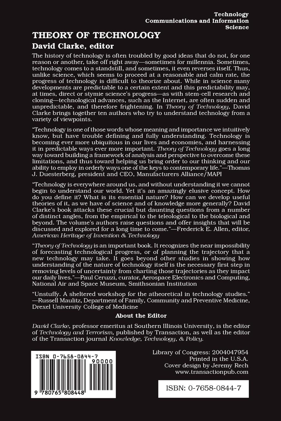 Rückseitencover Theory of Technology