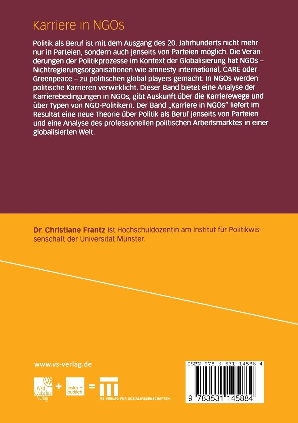 Rückseitencover Karriere in NGOs