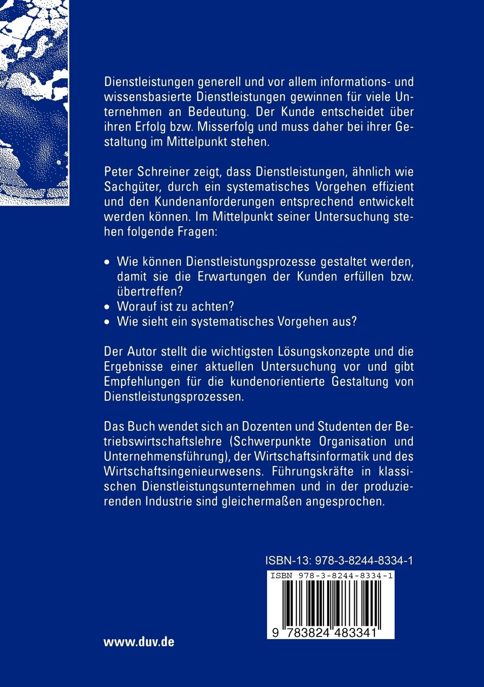 Rückseitencover Gestaltung kundenorientierter Dienstleistungsprozesse