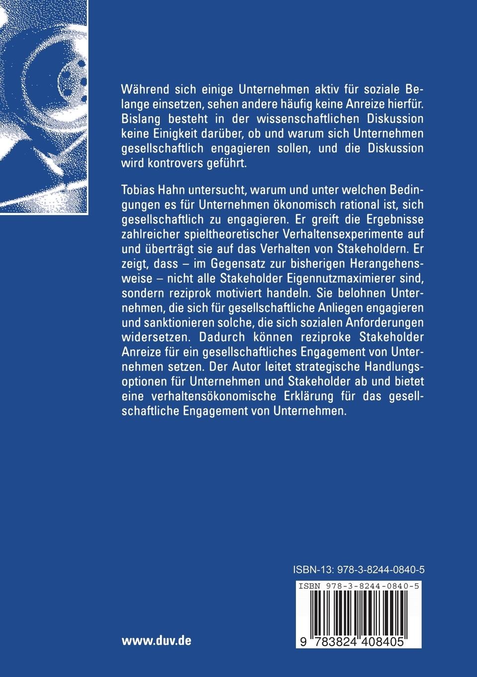 Rückseitencover Gesellschaftliches Engagement von Unternehmen