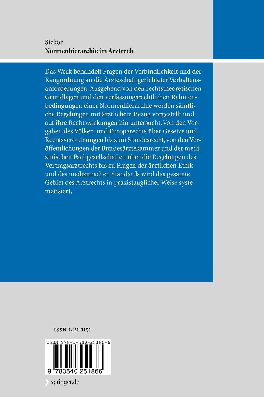 Rückseitencover Normenhierarchie im Arztrecht