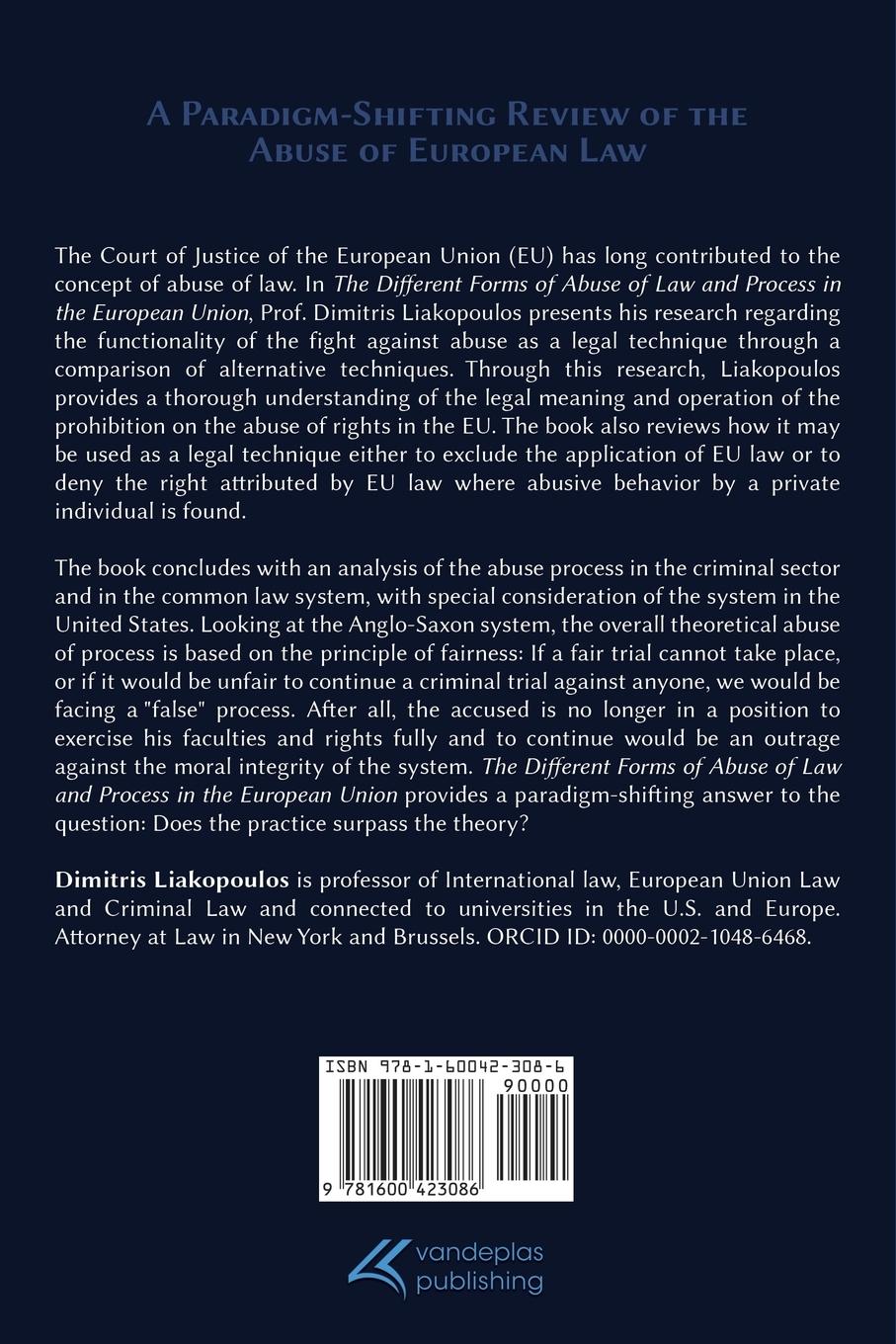 Rückseitencover The Different Forms of Abuse of Law and Process in the European Union