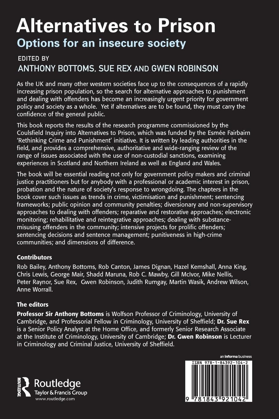 Rückseitencover Alternatives to Prison