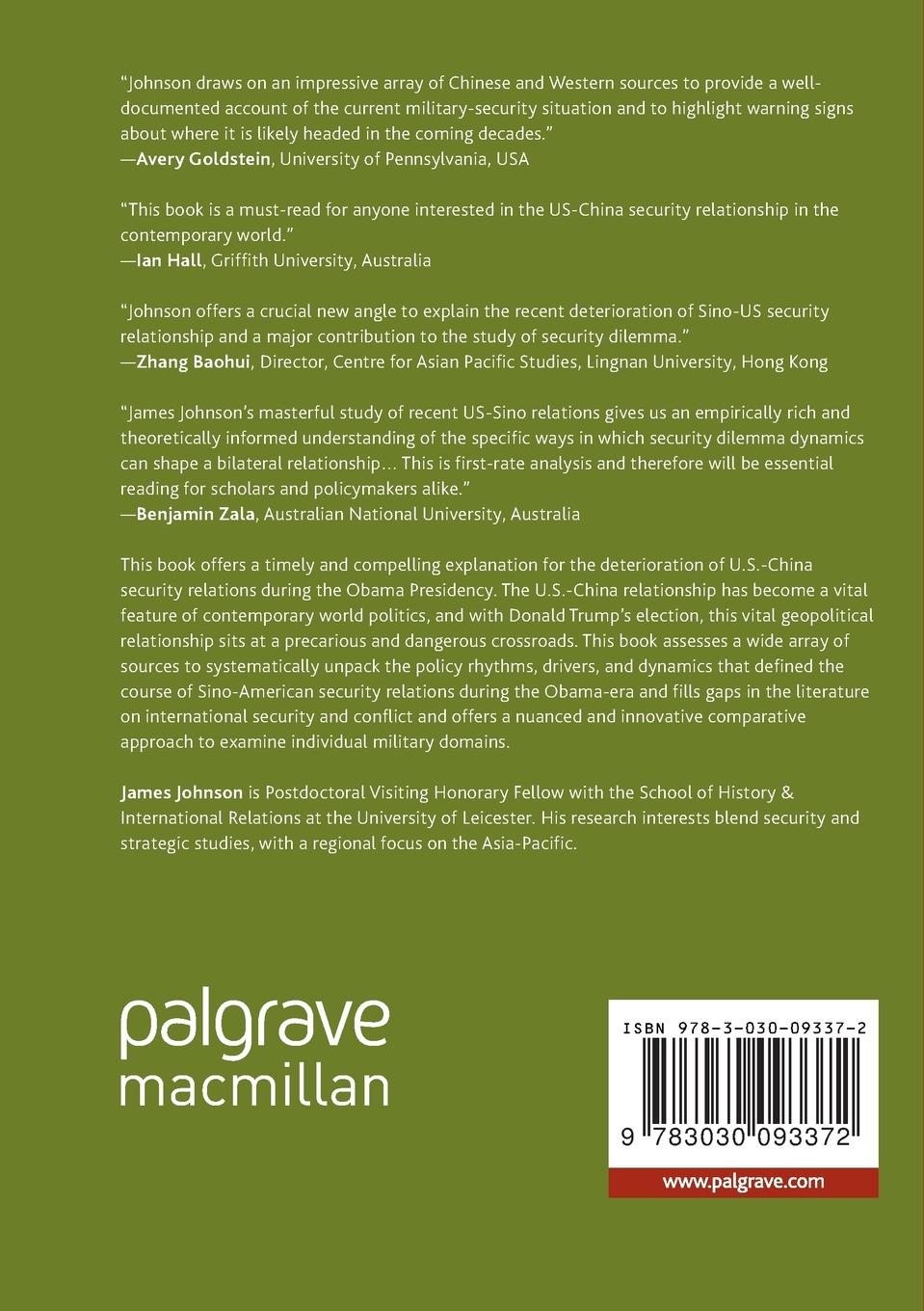 Rückseitencover The US-China Military and Defense Relationship during the Obama Presidency
