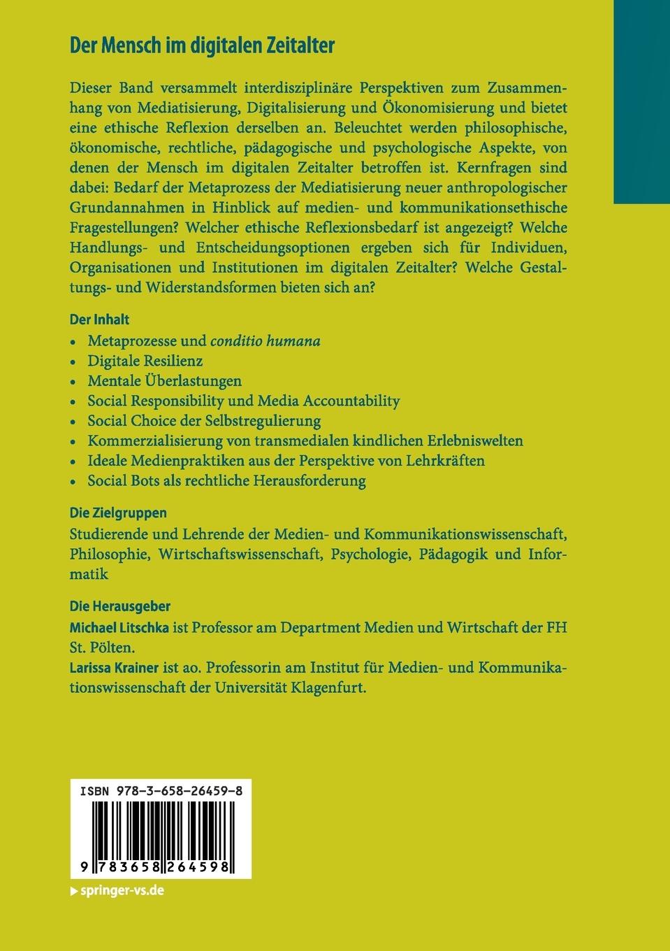 Rückseitencover Der Mensch im digitalen Zeitalter