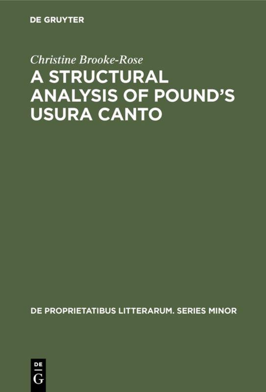 Vorderes Coverbild A Structural Analysis of Pound's Usura Canto