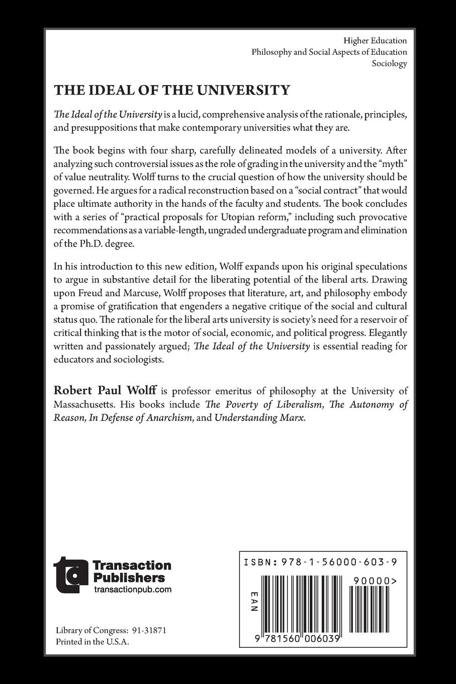 Rückseitencover The Ideal of the University