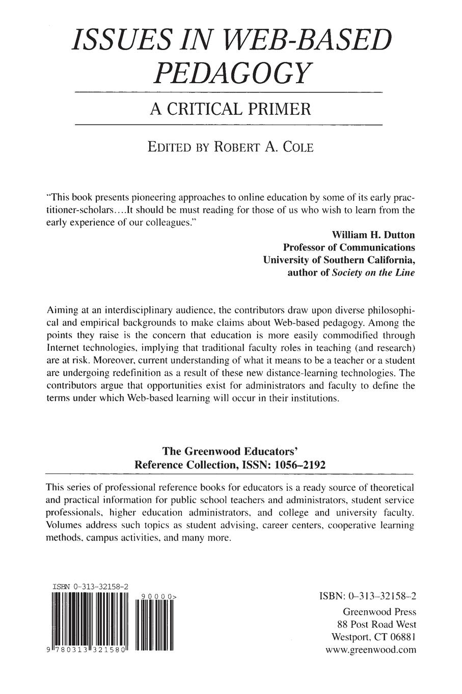 Rückseitencover Issues in Web-Based Pedagogy