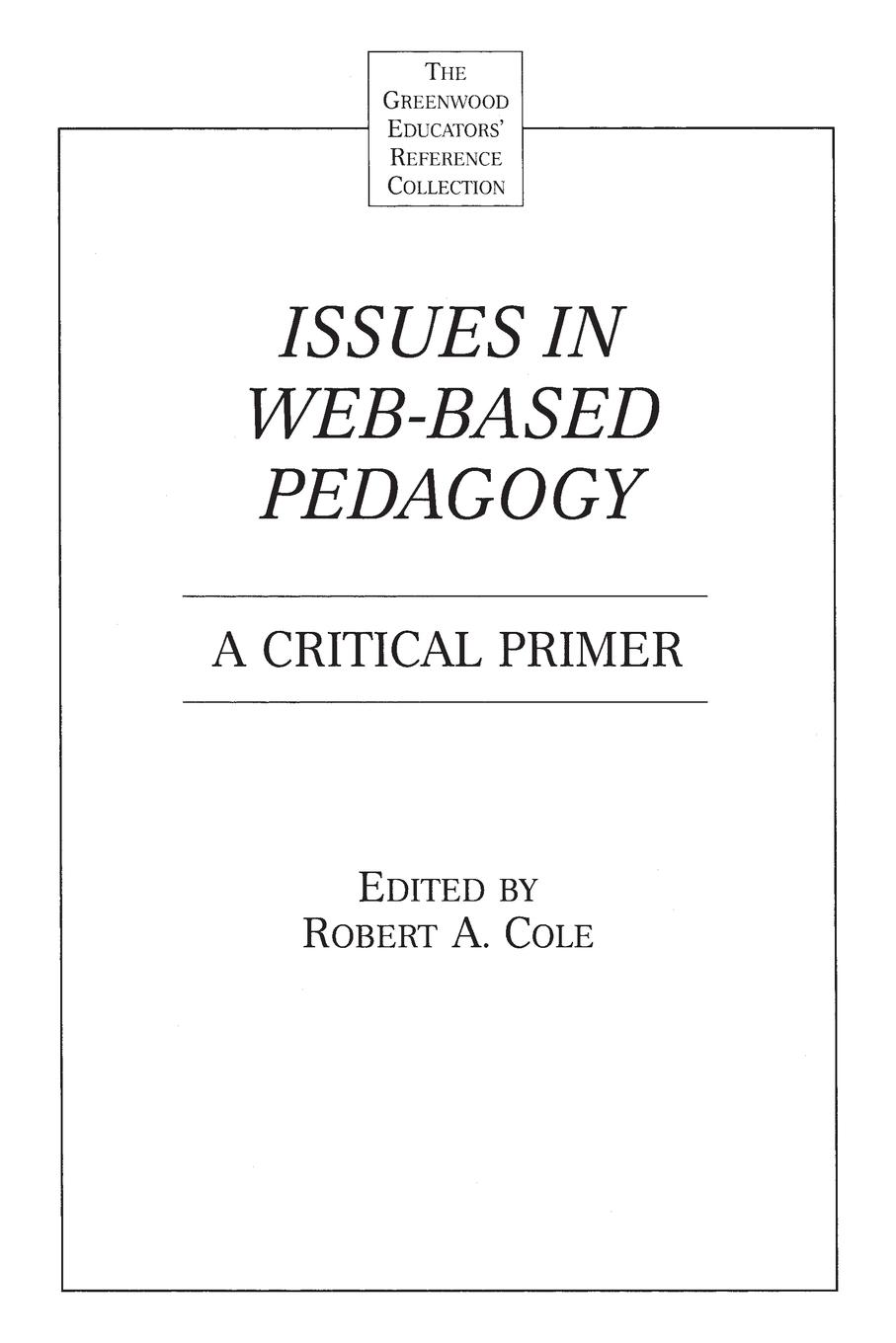 Vorderes Coverbild Issues in Web-Based Pedagogy