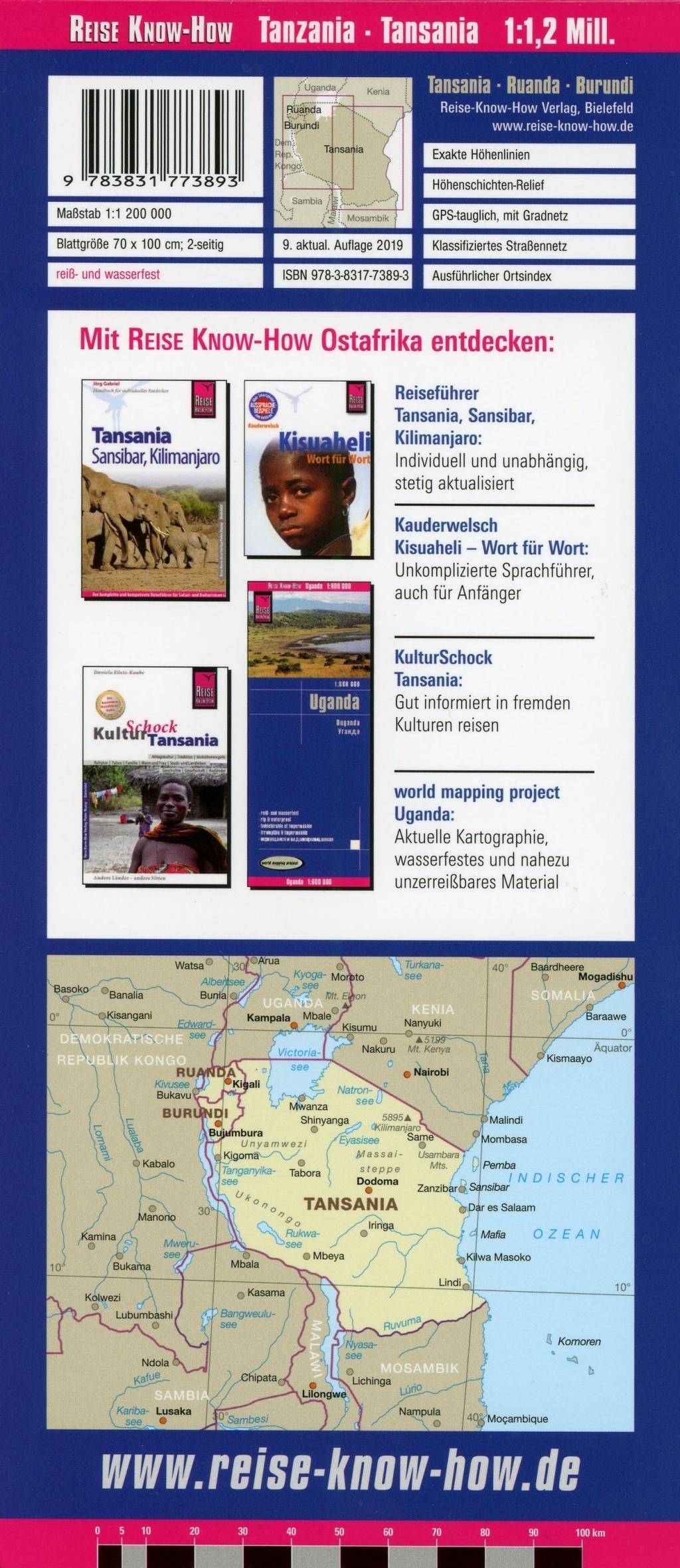 Beispielinhalt (Bild) Reise Know-How Landkarte Tansania, Ruanda, Burundi (1:1.200.000)