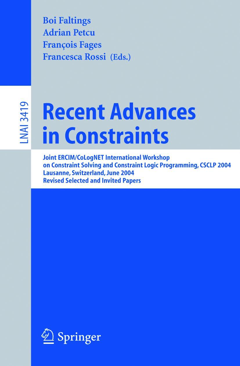 Vorderes Coverbild Recent Advances in Constraints