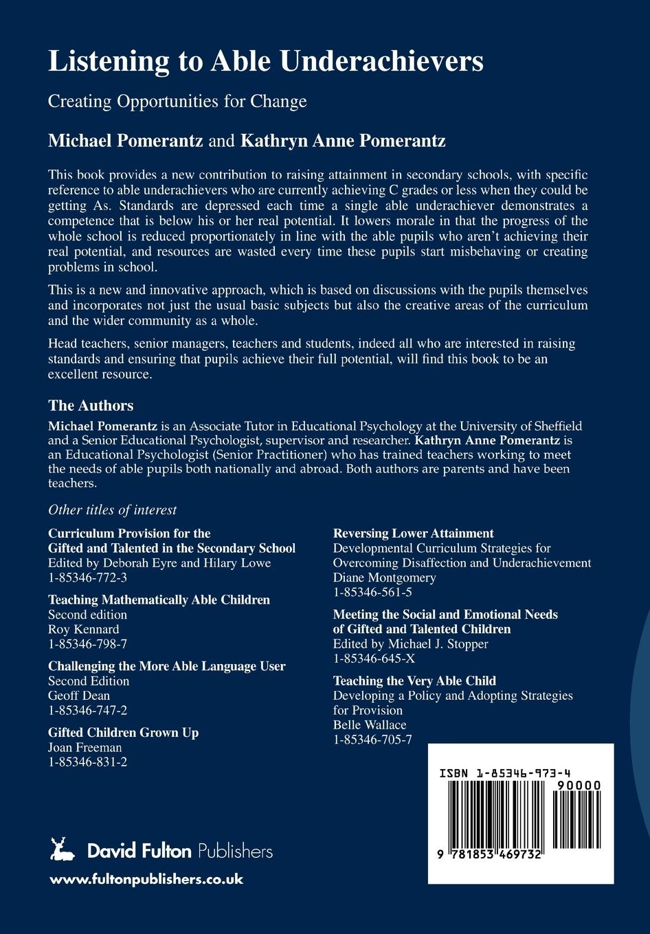 Rückseitencover Listening to Able Underachievers