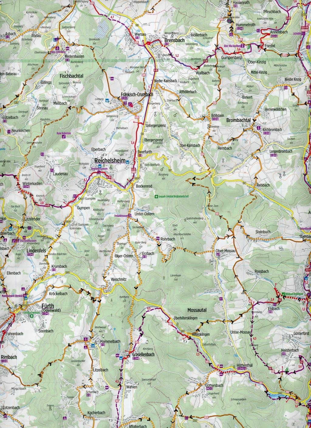 Beispielinhalt (Bild) Radkarte Odenwald Spessart West (RK-HES08)