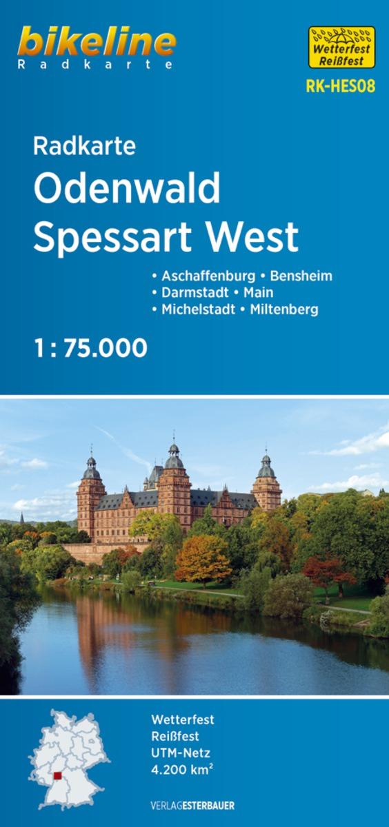Vorderes Coverbild Radkarte Odenwald Spessart West (RK-HES08)