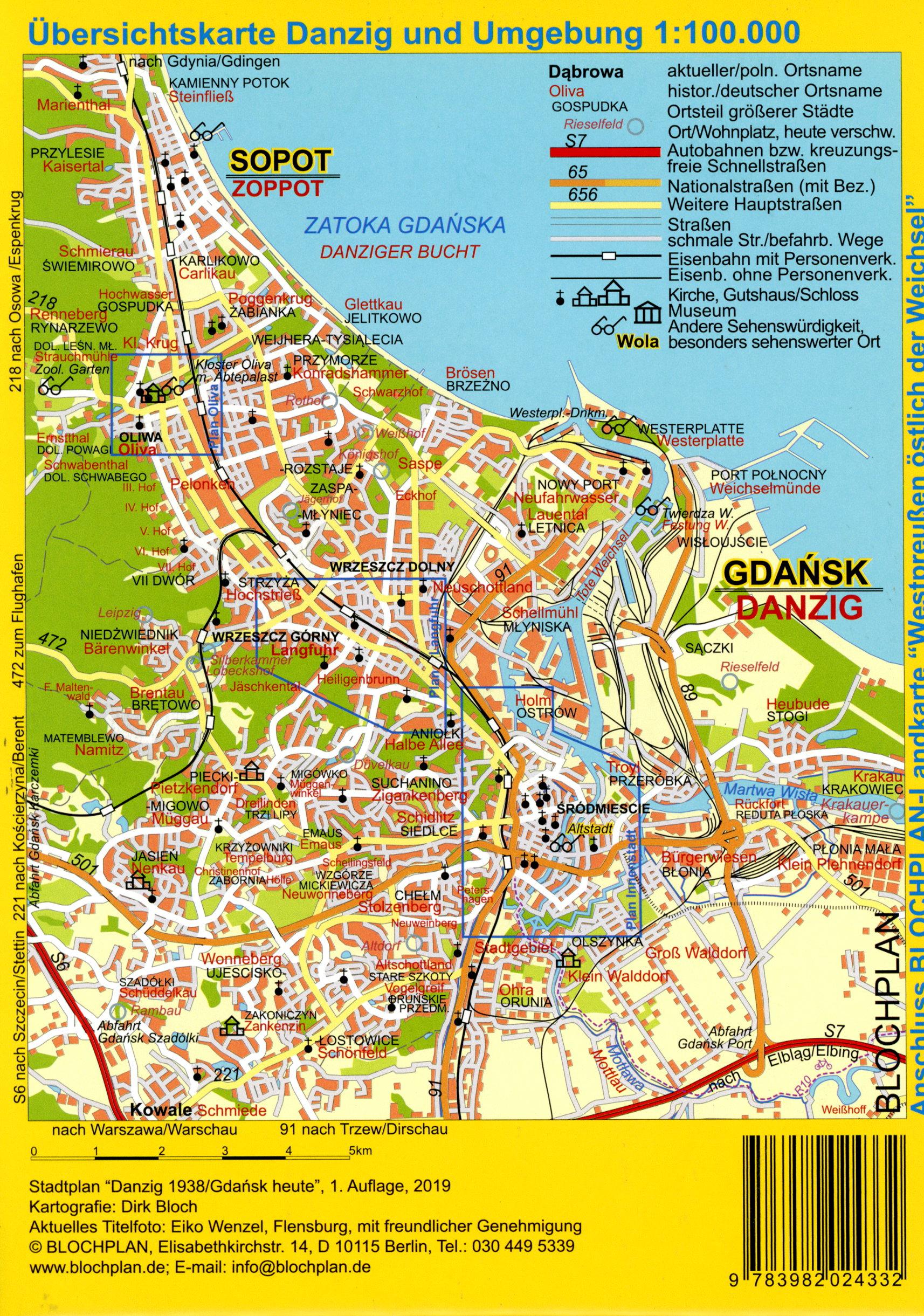 Beispielinhalt (Bild) Stadtplan Danzig 1938/Gdansk heute