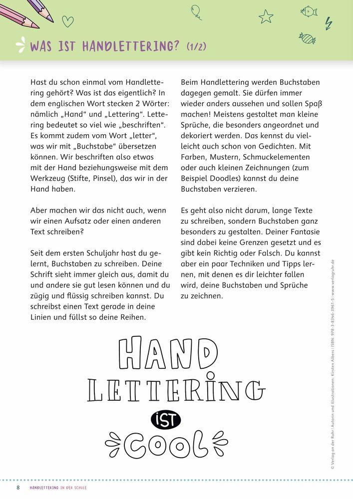 Beispielinhalt (Bild) Handlettering in der Schule