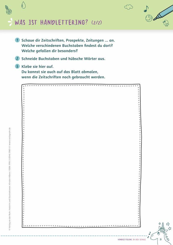 Beispielinhalt (Bild) Handlettering in der Schule