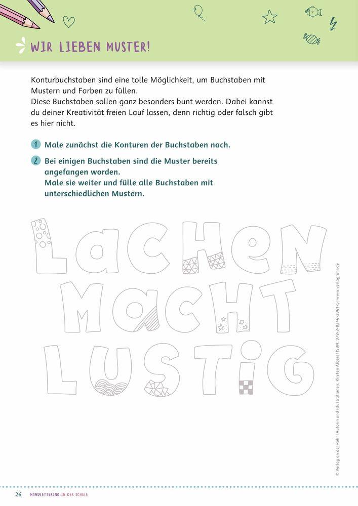 Beispielinhalt (Bild) Handlettering in der Schule