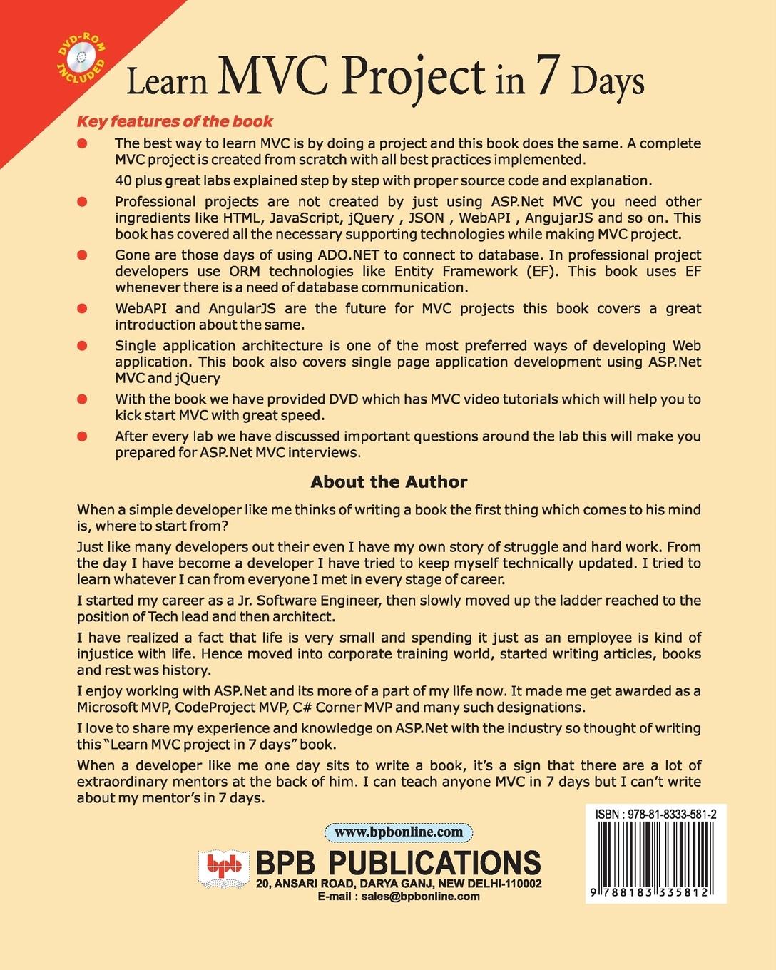 Rückseitencover LEARN MVC IN 7 DAYS