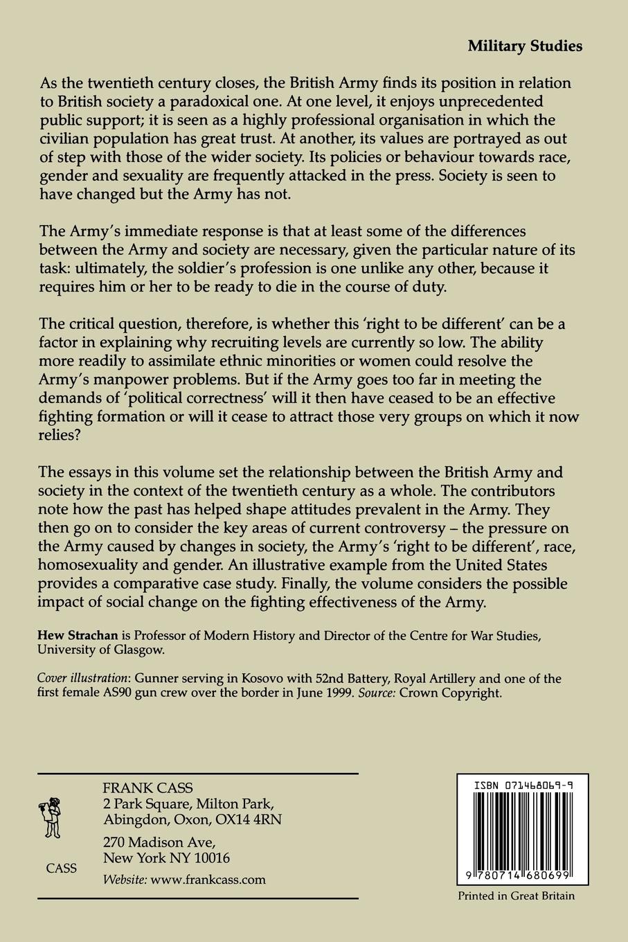 Rückseitencover The British Army, Manpower and Society into the Twenty-first Century