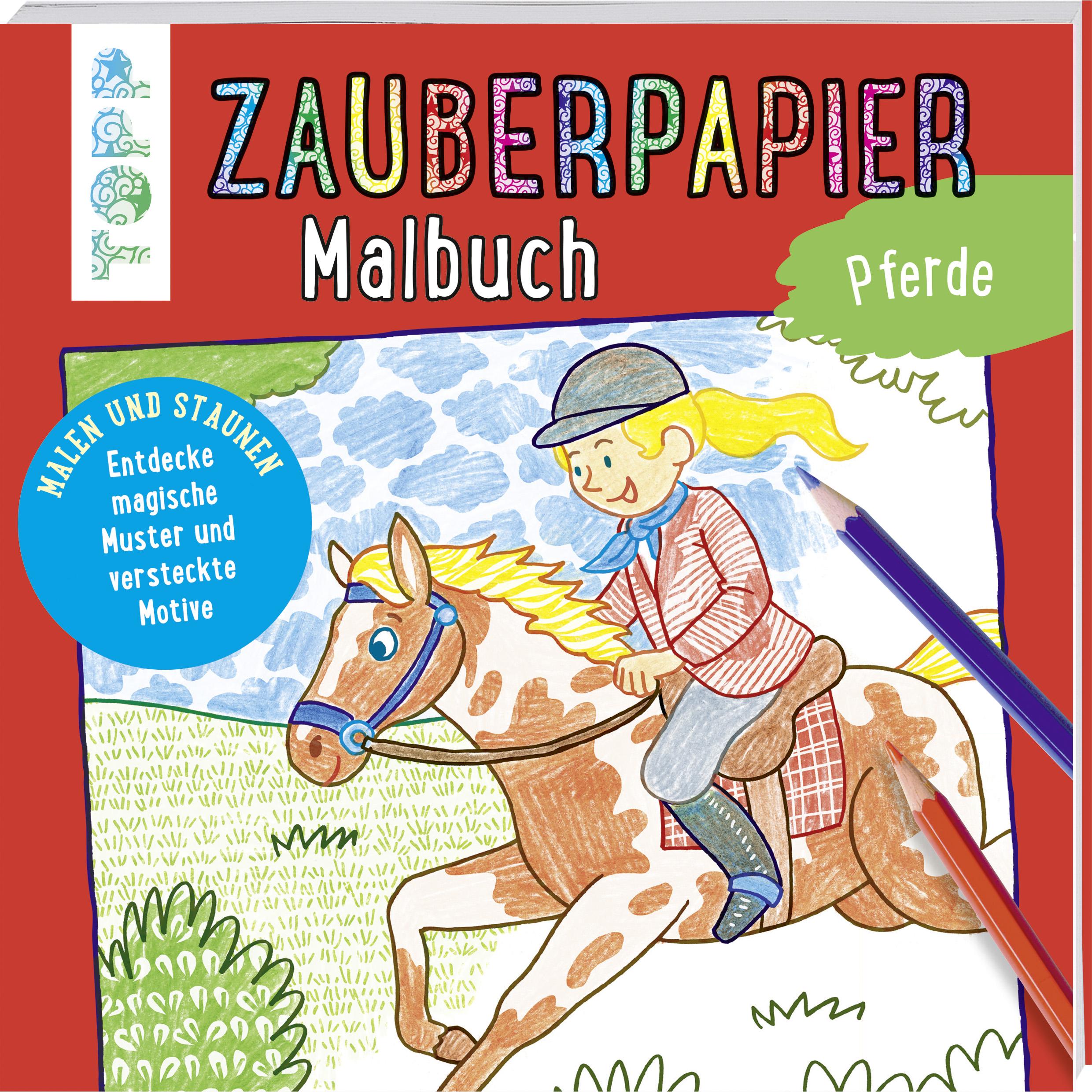 Vorderes Coverbild Zauberpapier Malbuch Pferde