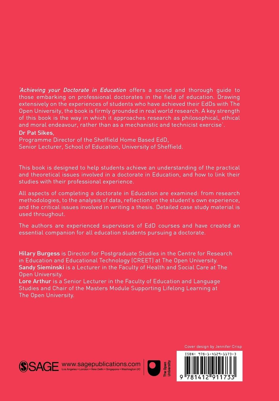 Rückseitencover Achieving Your Doctorate in Education