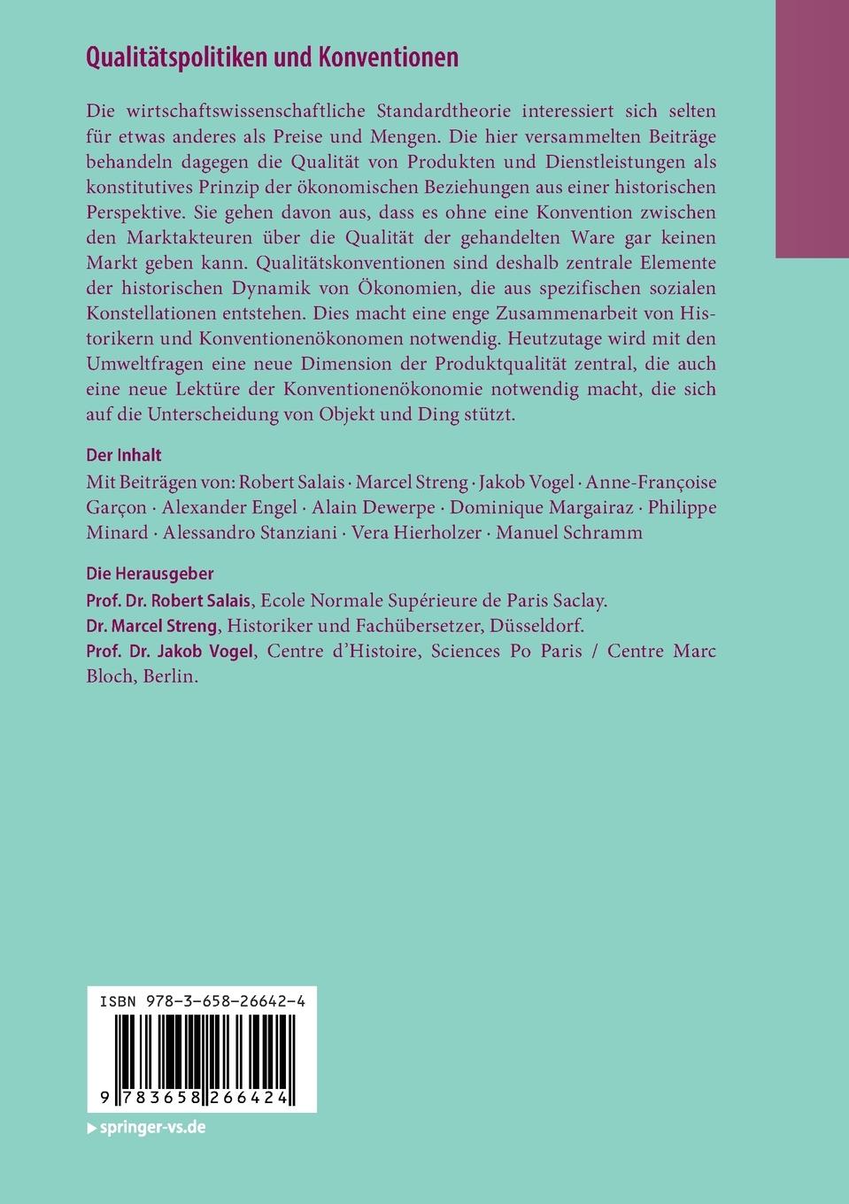 Rückseitencover Qualitätspolitiken und Konventionen