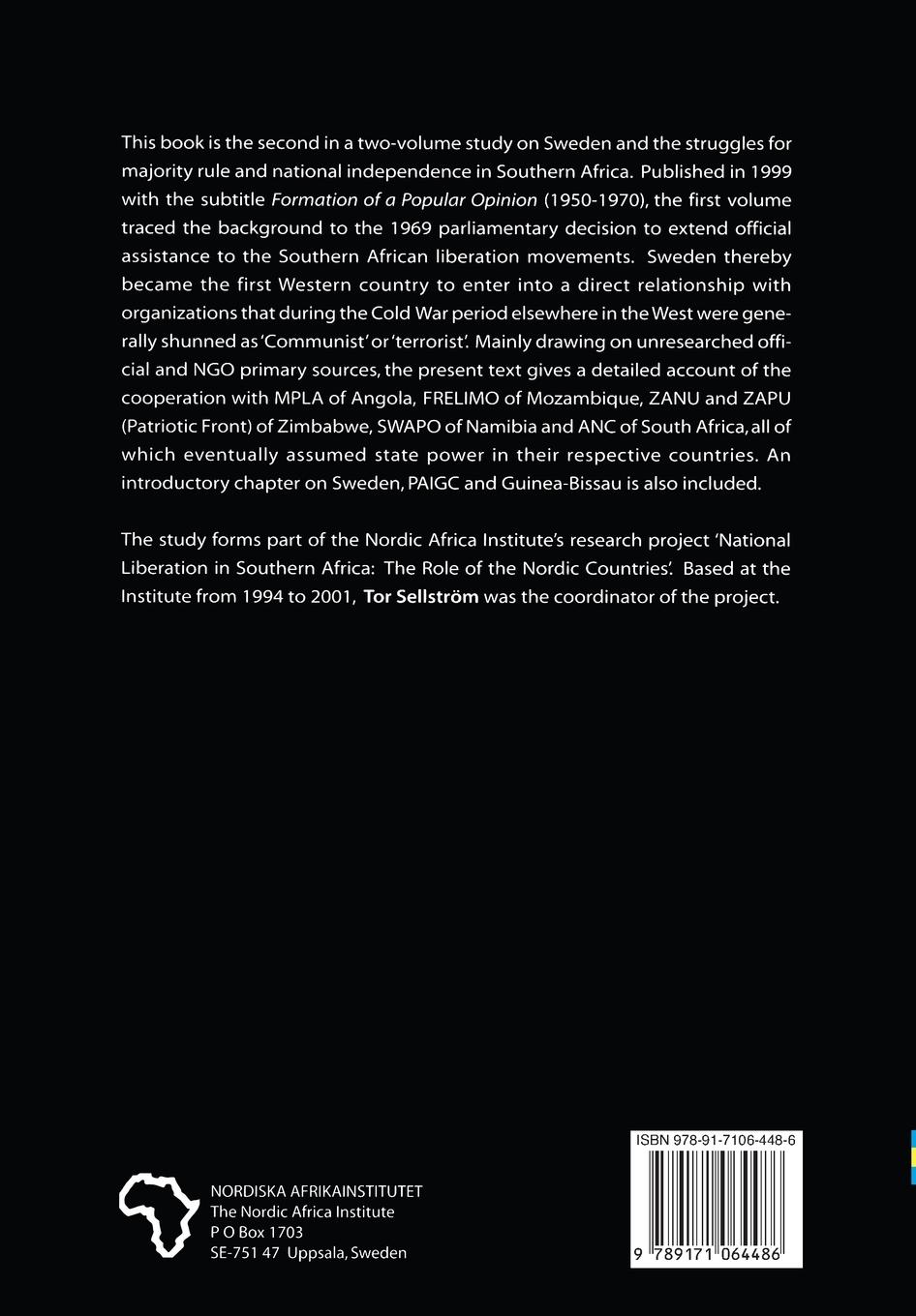Rückseitencover Sweden and national liberation in Southern Africa