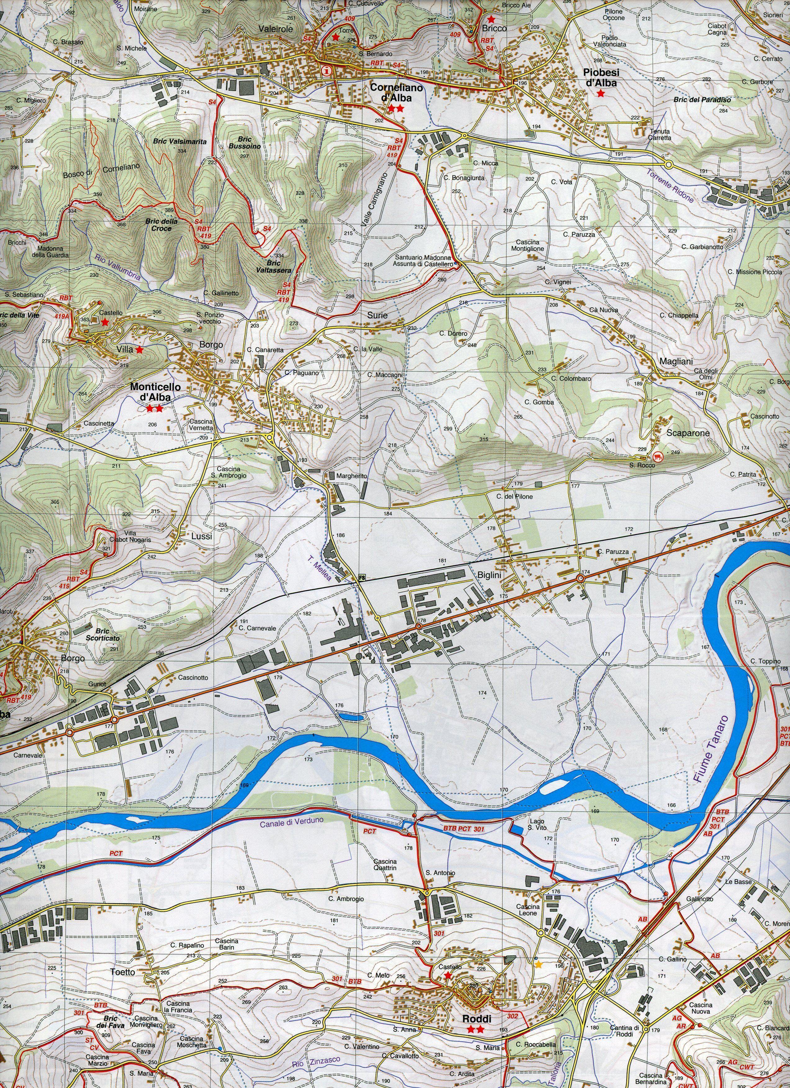 Beispielinhalt (Bild) Carta n. 36. Roero. Carta escursionistica 1:25.000