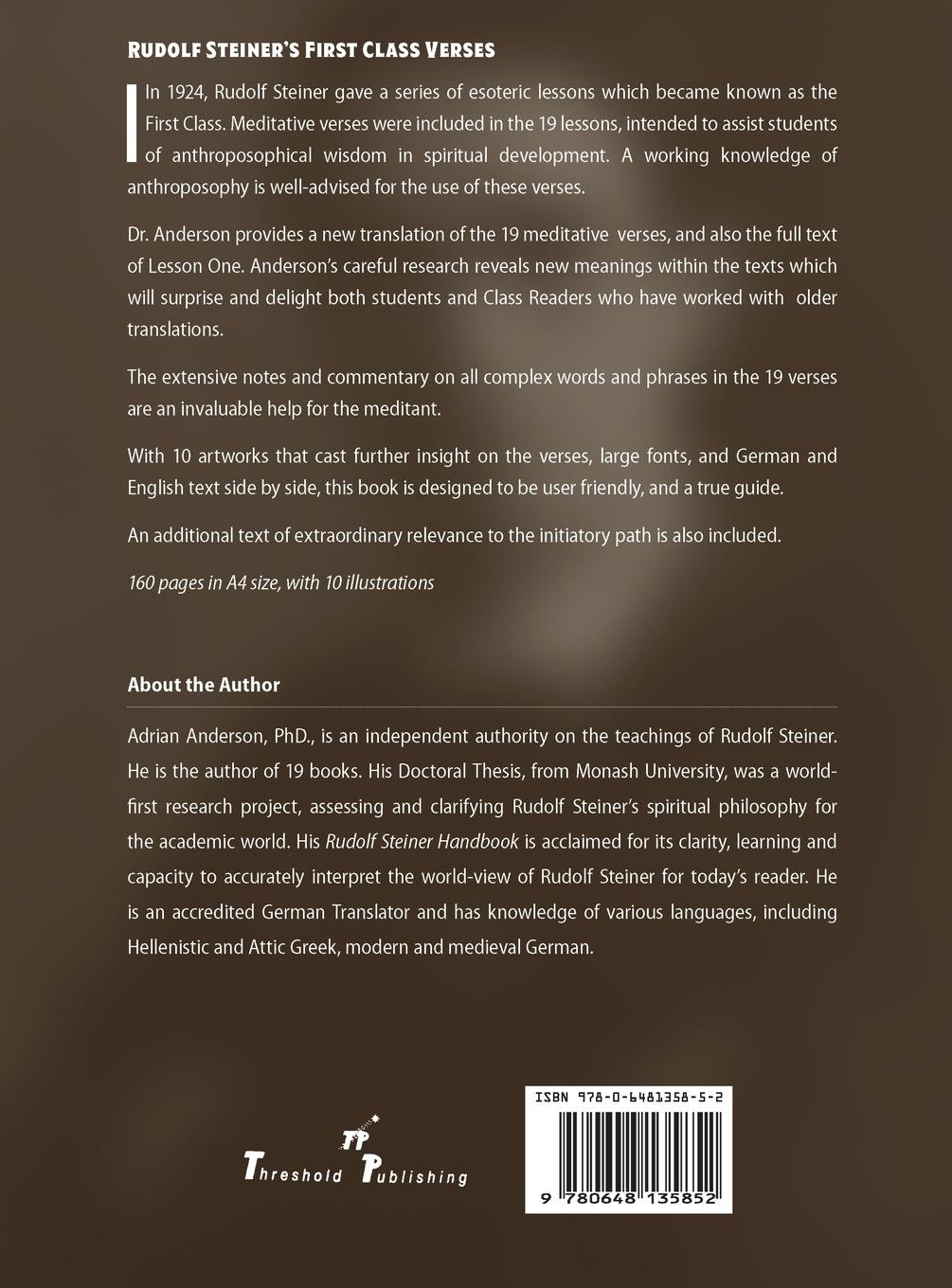 Rückseitencover Rudolf Steiner's First Class Verses