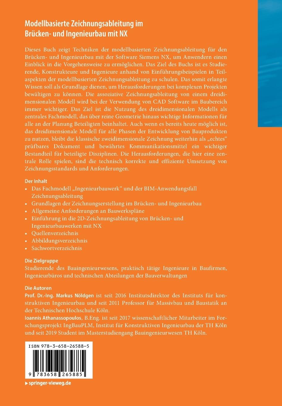 Rückseitencover Modellbasierte Zeichnungsableitung im Brücken- und Ingenieurbau mit NX