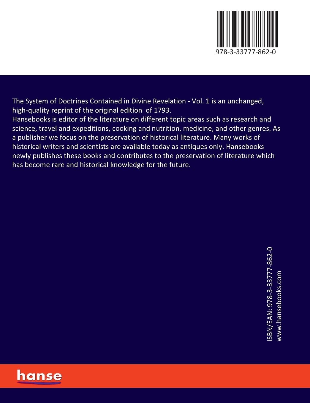 Rückseitencover The System of Doctrines Contained in Divine Revelation