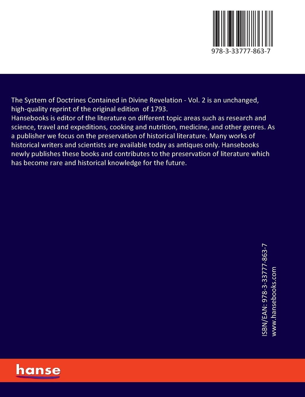 Rückseitencover The System of Doctrines Contained in Divine Revelation