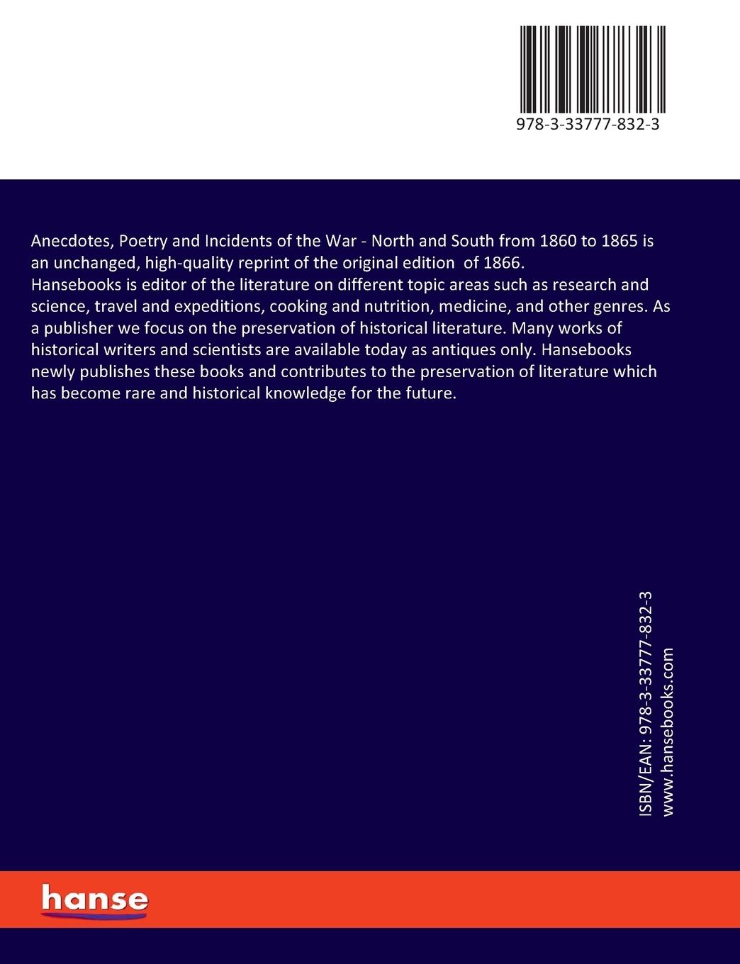 Rückseitencover Anecdotes, Poetry and Incidents of the War