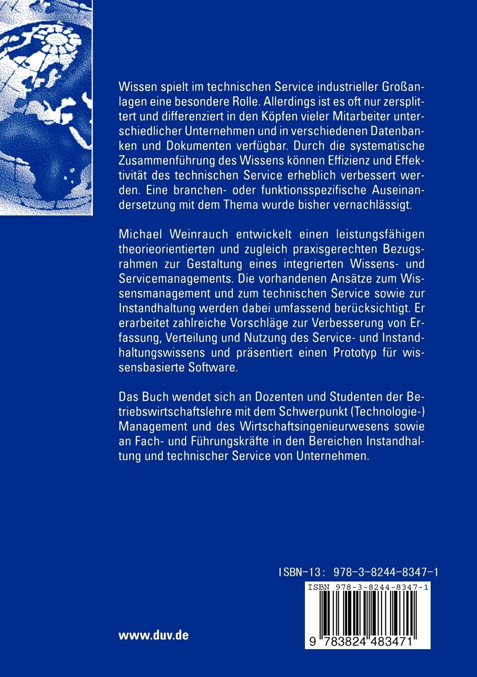 Rückseitencover Wissensmanagement im technischen Service