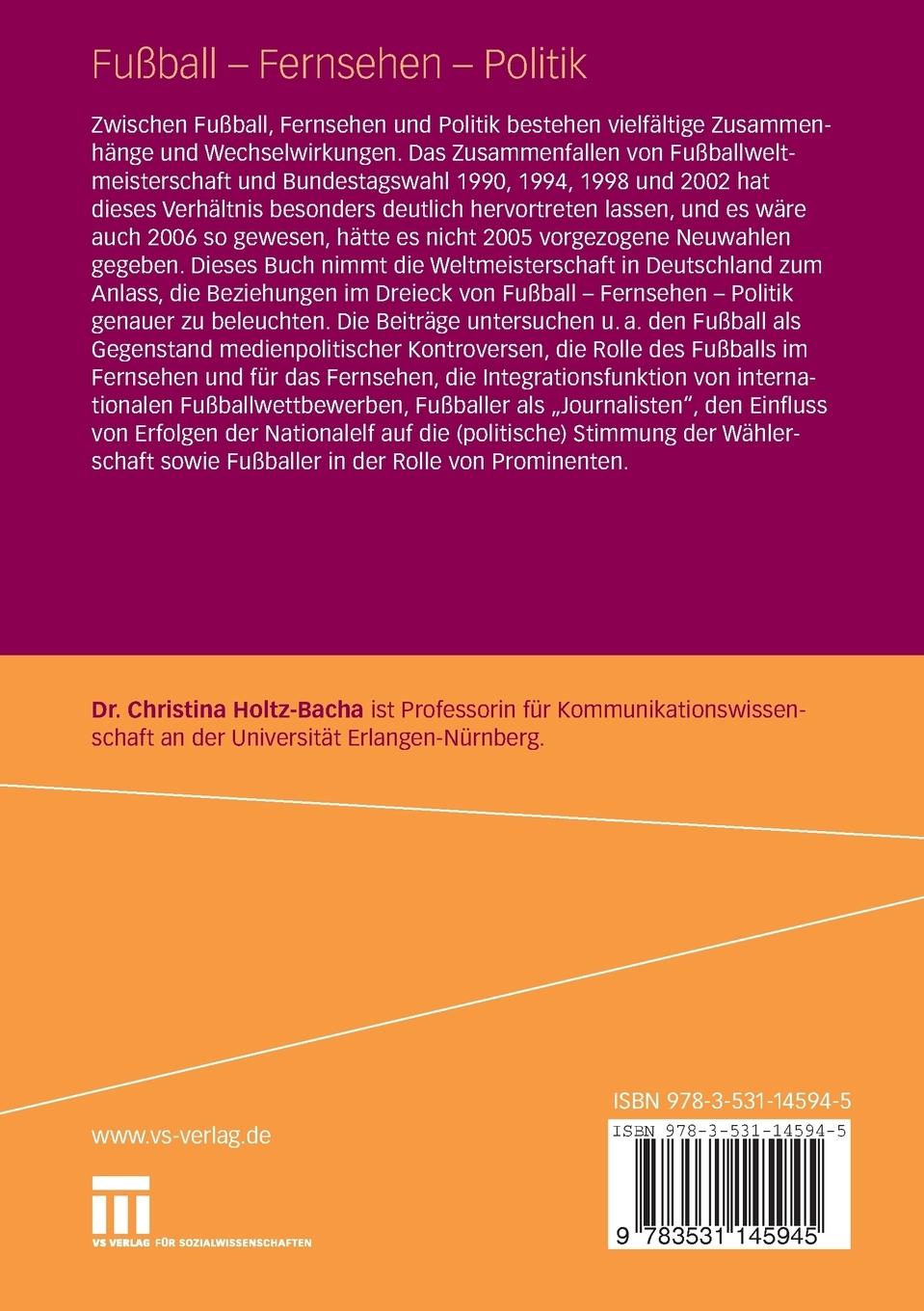 Rückseitencover Fußball - Fernsehen - Politik