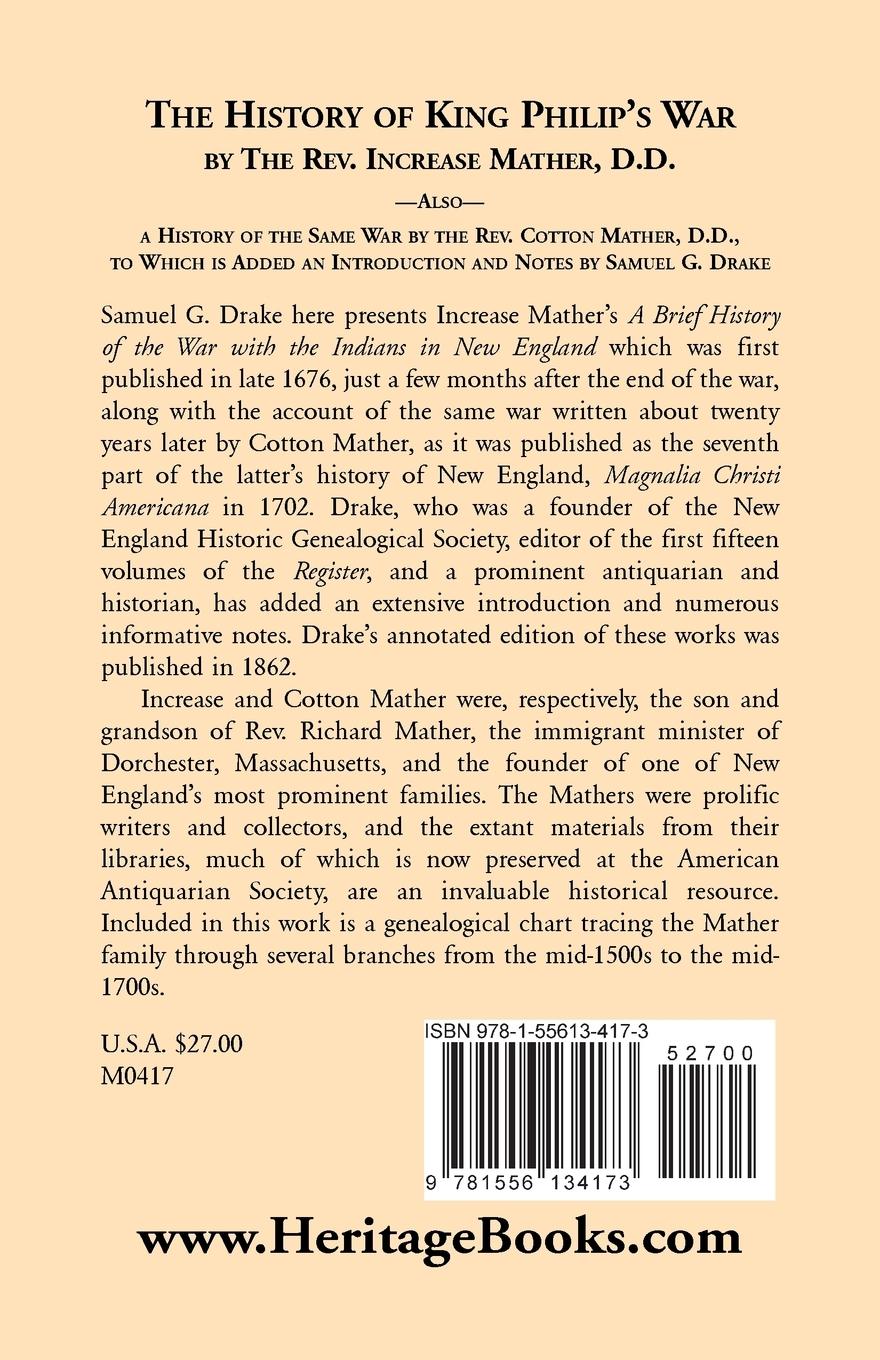 Rückseitencover The History of King Philip's War