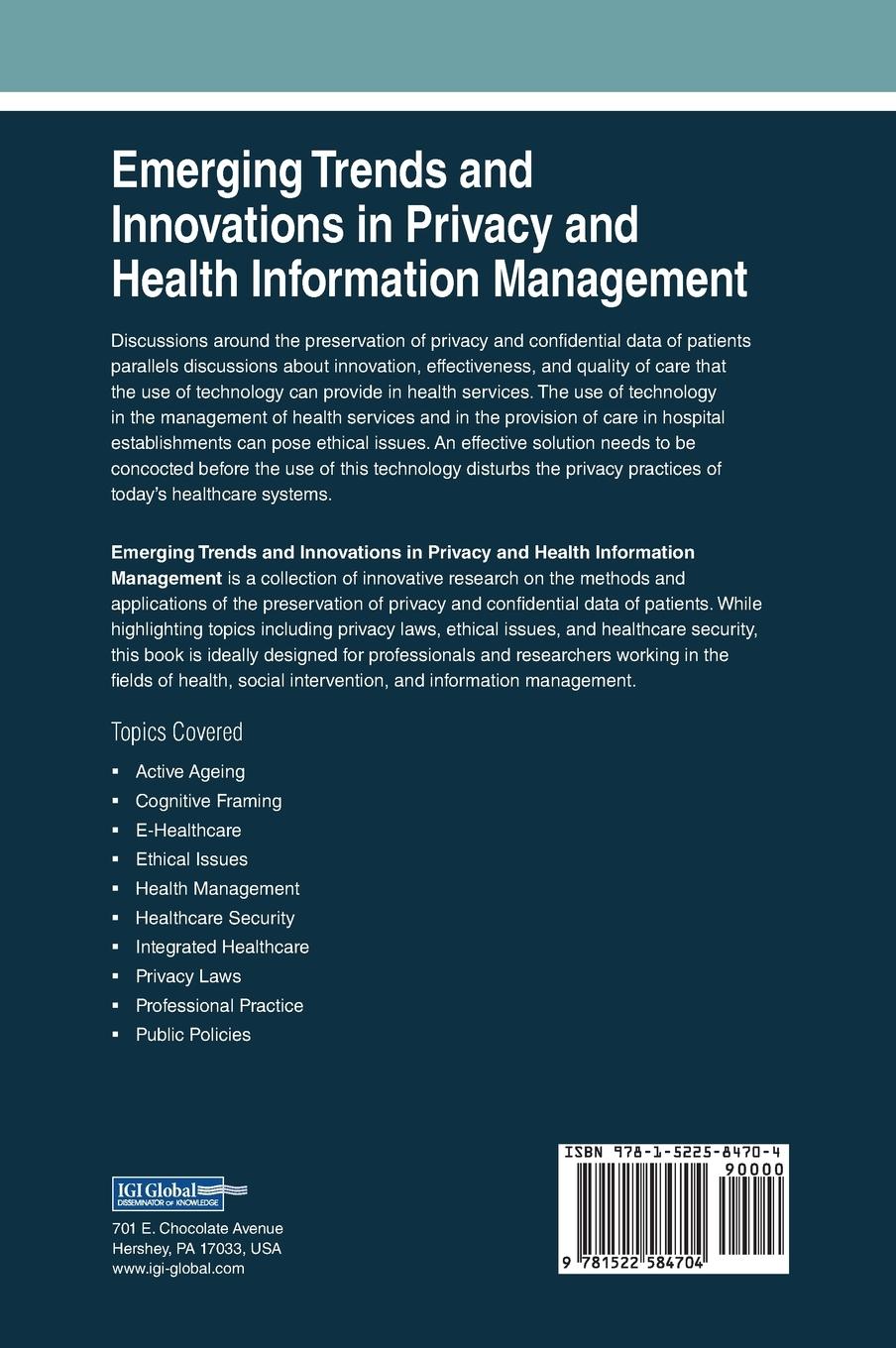 Rückseitencover Emerging Trends and Innovations in Privacy and Health Information Management