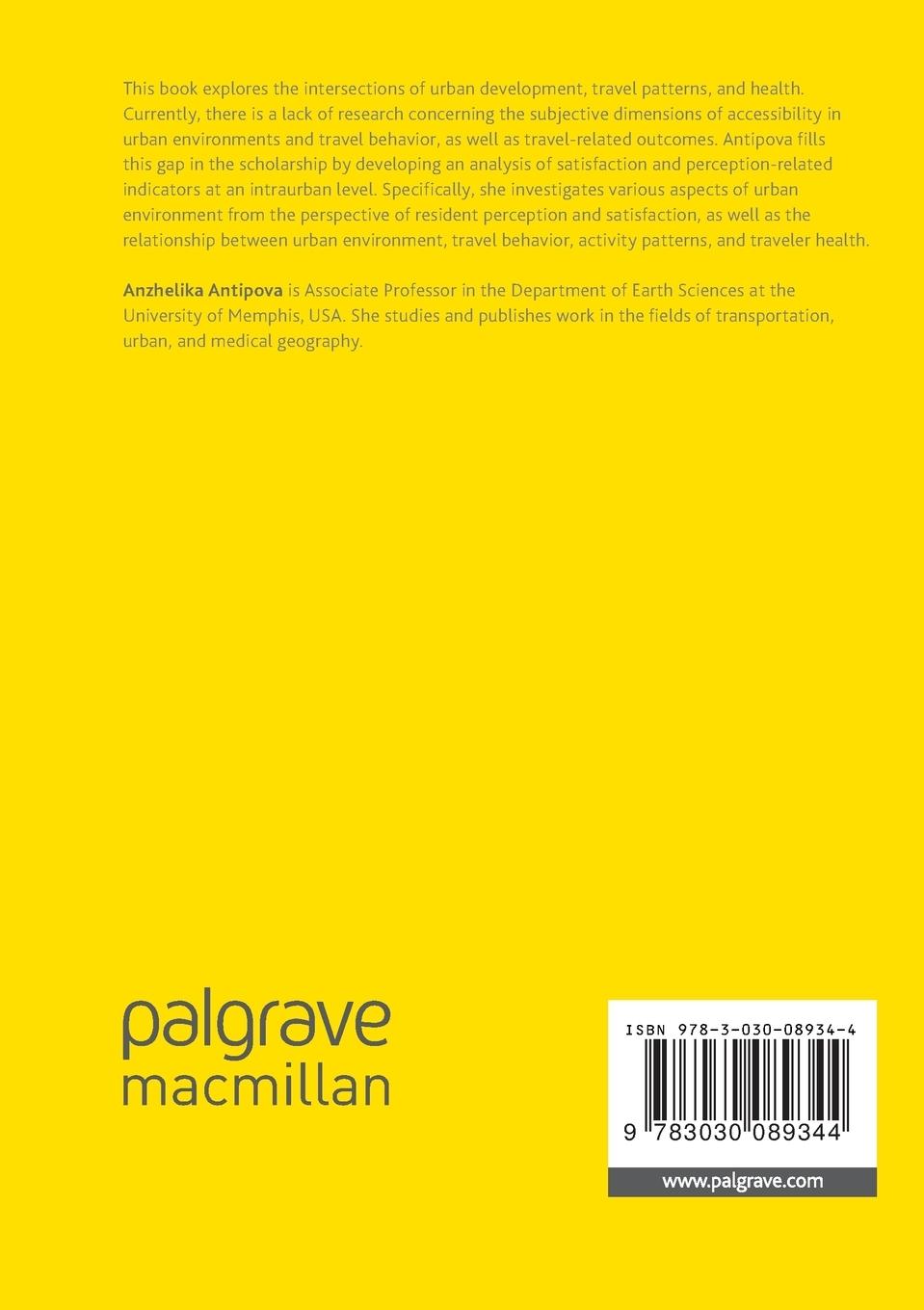 Rückseitencover Urban Environment, Travel Behavior, Health, and Resident Satisfaction
