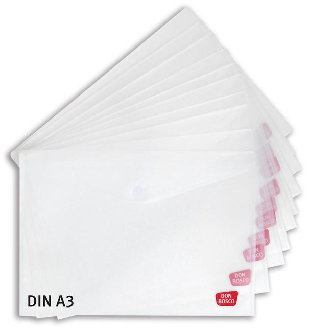 Vorderes Coverbild Sicht- und Schutzhülle für Kamishibai-Bildkarten (Kamishibai-Hülle), DIN A3, mit Klettverschluss, transparent, Vorteilspack mit 10 Exemplaren