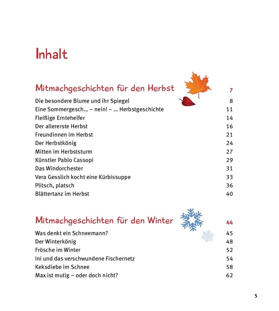Beispielinhalt (Bild) 5 Minuten Mitmachgeschichten für Herbst und Winter