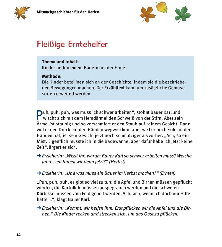 Beispielinhalt (Bild) 5 Minuten Mitmachgeschichten für Herbst und Winter