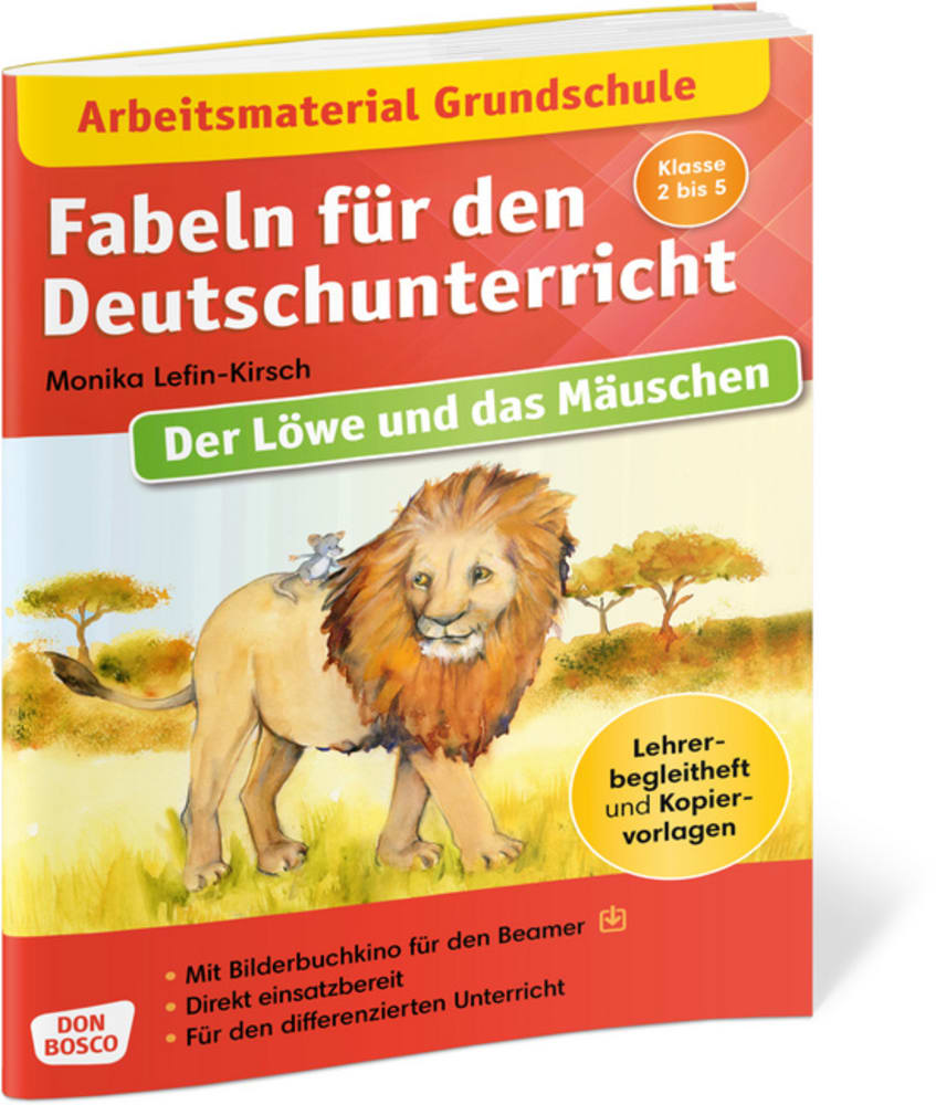 Vorderes Coverbild Arbeitsmaterial Grundschule. Fabeln für den Deutschunterricht: Der Löwe und das Mäuschen. Eine Fabel von Äsop