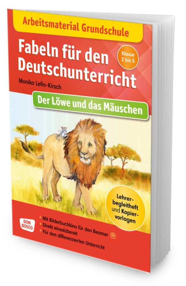 Vorderes Coverbild Arbeitsmaterial Grundschule. Fabeln für den Deutschunterricht: Der Löwe und das Mäuschen. Eine Fabel von Äsop