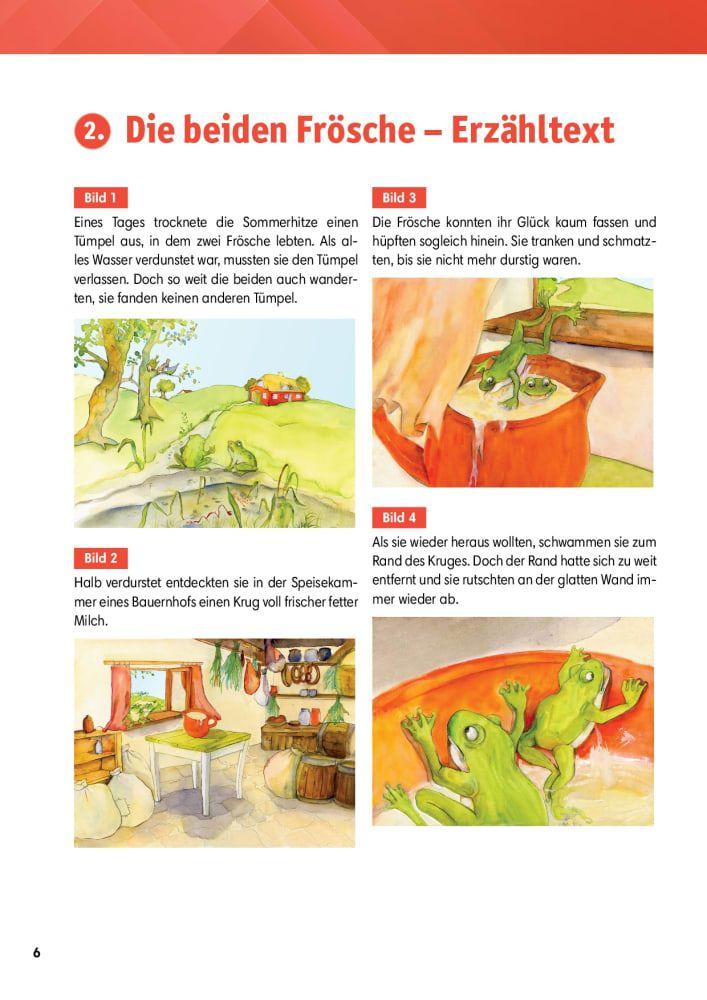 Beispielinhalt (Bild) Arbeitsmaterial Grundschule. Fabeln für den Deutschunterricht. Die beiden Frösche. Eine Fabel von Äsop.
