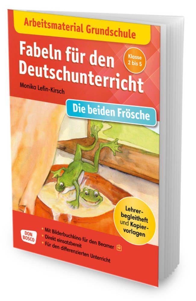 Vorderes Coverbild Arbeitsmaterial Grundschule. Fabeln für den Deutschunterricht. Die beiden Frösche. Eine Fabel von Äsop.