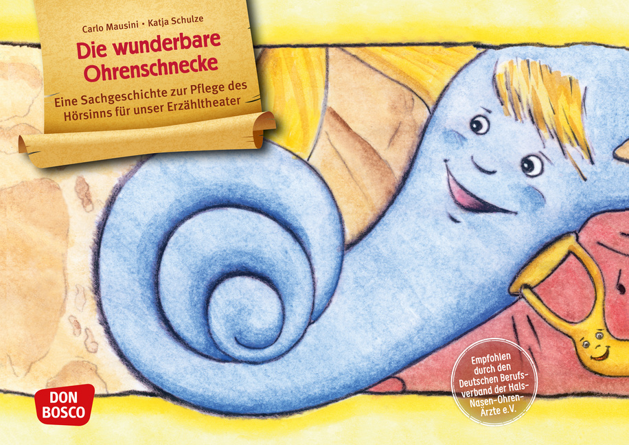 Vorderes Coverbild Die wunderbare Ohrenschnecke. Kamishibai Bildkartenset.