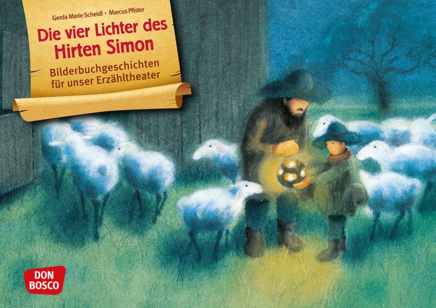Vorderes Coverbild Die vier Lichter des Hirten Simon. Kamishibai Bildkartenset.