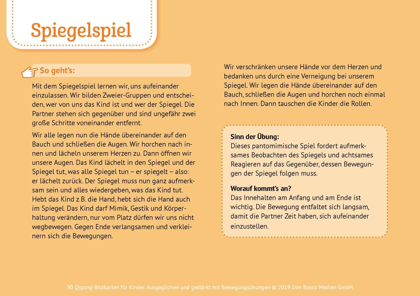 Beispielinhalt (Bild) 30 Qigong-Bildkarten für Kinder