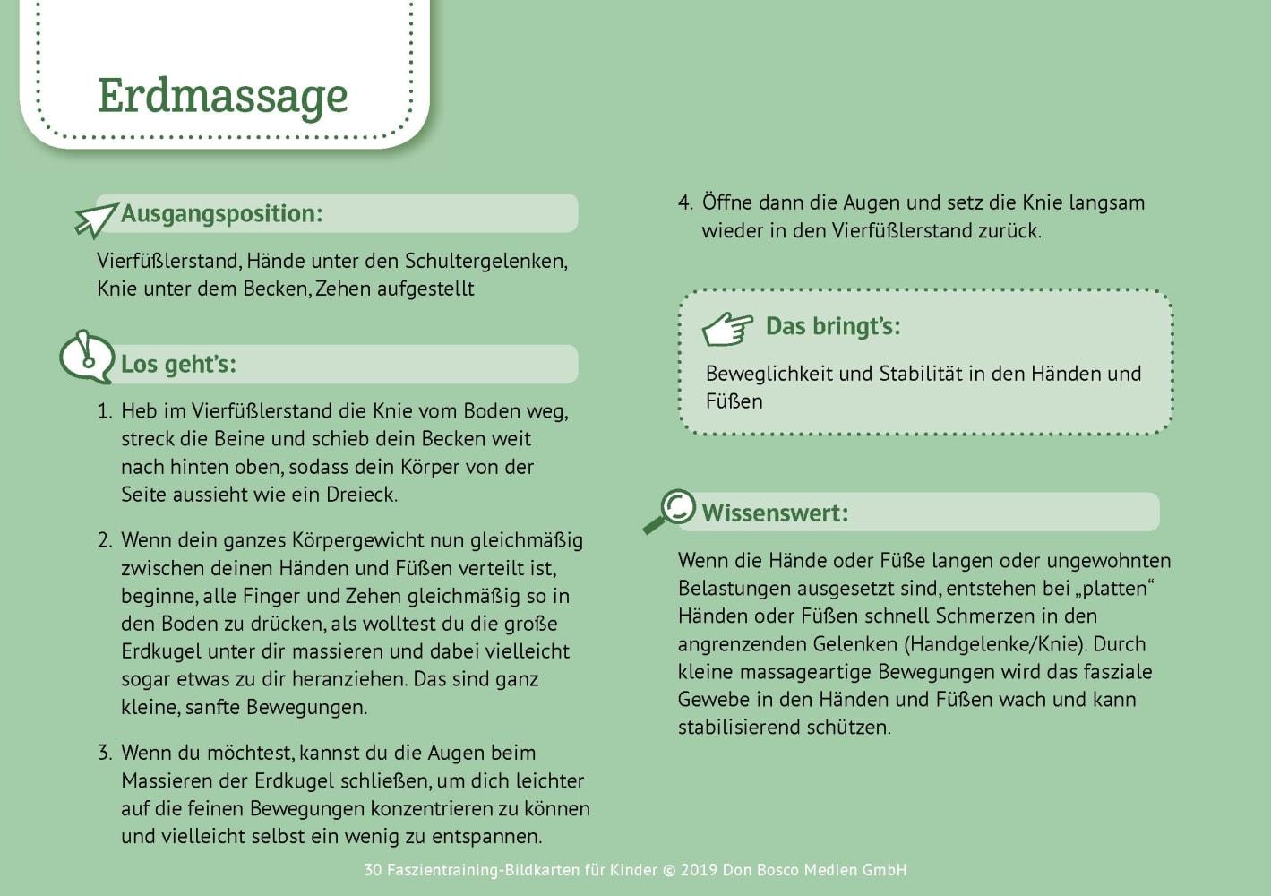 Beispielinhalt (Bild) 30 Faszientraining-Bildkarten für Kinder